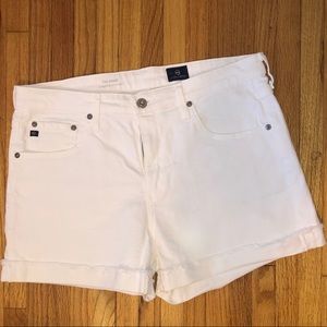 AG white jean roll up shorts